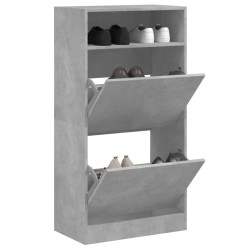 vidaXL Zapatero de madera de ingeniería gris hormigón 60x34x116 cm
