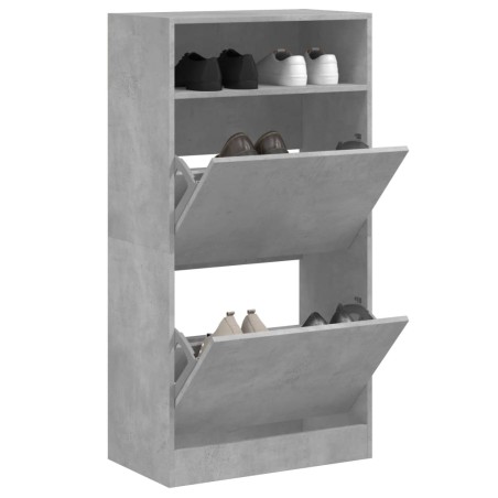 vidaXL Zapatero de madera de ingeniería gris hormigón 60x34x116 cm