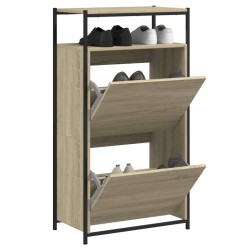 vidaXL Zapatero de madera de ingeniería roble Sonoma 60x34x112 cm