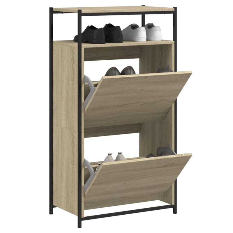 vidaXL Zapatero de madera de ingeniería roble Sonoma 60x34x112 cm vidaXL Zapatero de madera de ingeniería roble Sonoma 60x34x112 cm