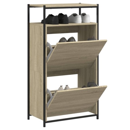 vidaXL Zapatero de madera de ingeniería roble Sonoma 60x34x112 cm