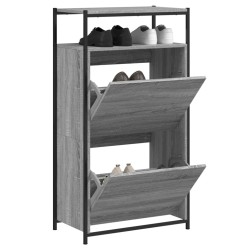 vidaXL Zapatero de madera de ingeniería gris Sonoma 60x34x112 cm