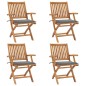 vidaXL Sillas de jardín plegables 4 uds madera maciza teca con cojines vidaXL Sillas de jardín plegables 4 uds madera maciza teca con cojines
