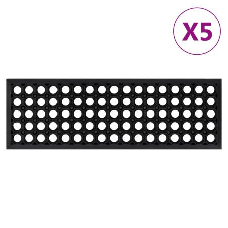 vidaXL Alfombrillas de escalera de goma 5 uds 25x75 cm