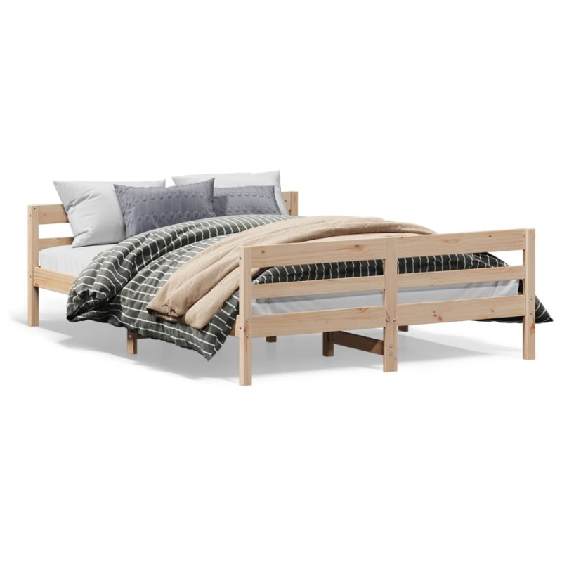 vidaXL Estructura de cama con cabecero madera maciza pino 140x200 cm vidaXL Estructura de cama con cabecero madera maciza pino 140x200 cm