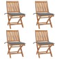 vidaXL Sillas de jardín plegables 4 uds madera maciza teca con cojines vidaXL Sillas de jardín plegables 4 uds madera maciza teca con cojines
