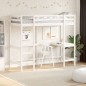 vidaXL Cama alta con escritorio madera maciza pino blanca 75x190 cm vidaXL Cama alta con escritorio madera maciza pino blanca 75x190 cm