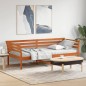 vidaXL Sofá cama de madera maciza de pino marrón cera 100x200 cm