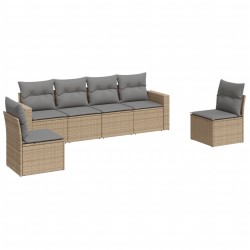 vidaXL Juego de sofás jardín con cojines 6 pzas ratán sintético beige