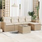vidaXL Juego de sofás jardín con cojines 6 pzas ratán sintético beige vidaXL Juego de sofás jardín con cojines 6 pzas ratán sintético beige
