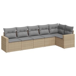 vidaXL Juego de sofás jardín con cojines 6 pzas ratán sintético beige
