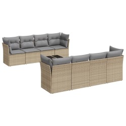 vidaXL Set de sofás de jardín 9 pzas con cojines ratán sintético beige