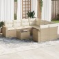 vidaXL Set de sofás de jardín 9 pzas con cojines ratán sintético beige vidaXL Set de sofás de jardín 9 pzas con cojines ratán sintético beige