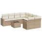 vidaXL Set de sofás de jardín 9 pzas con cojines ratán sintético beige vidaXL Set de sofás de jardín 9 pzas con cojines ratán sintético beige