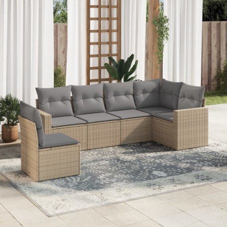 vidaXL Juego de sofás jardín con cojines 6 pzas ratán sintético beige