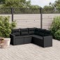 vidaXL Set de muebles de jardín 5 pzas y cojines ratán sintético negro vidaXL Set de muebles de jardín 5 pzas y cojines ratán sintético negro