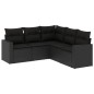 vidaXL Set de muebles de jardín 5 pzas y cojines ratán sintético negro vidaXL Set de muebles de jardín 5 pzas y cojines ratán sintético negro