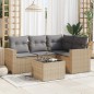 vidaXL Juego de sofás jardín con cojines 5 pzas ratán sintético beige vidaXL Juego de sofás jardín con cojines 5 pzas ratán sintético beige