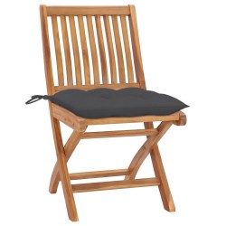 vidaXL Sillas de jardín plegables 8 uds madera maciza teca con cojines