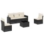 vidaXL Set de sofás de jardín 6 piezas y cojines ratán sintético negro vidaXL Set de sofás de jardín 6 piezas y cojines ratán sintético negro