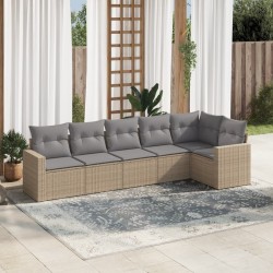 vidaXL Juego de sofás jardín con cojines 6 pzas ratán sintético beige