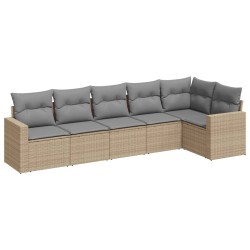 vidaXL Juego de sofás jardín con cojines 6 pzas ratán sintético beige
