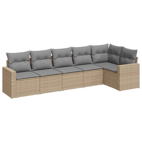vidaXL Juego de sofás jardín con cojines 6 pzas ratán sintético beige