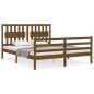 vidaXL Estructura de cama con cabecero madera marrón miel 160x200 cm vidaXL Estructura de cama con cabecero madera marrón miel 160x200 cm