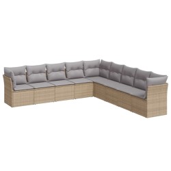 vidaXL Set de sofás de jardín 9 pzas con cojines ratán sintético beige