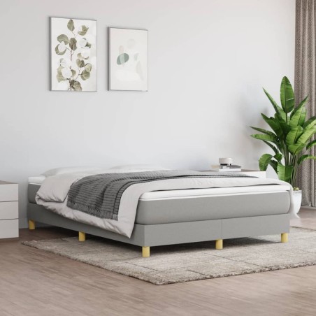 vidaXL Cama box spring con colchón tela gris claro 140x190 cm