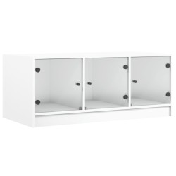 vidaXL Mesa de centro con puertas de vidrio blanca 102x50x42 cm