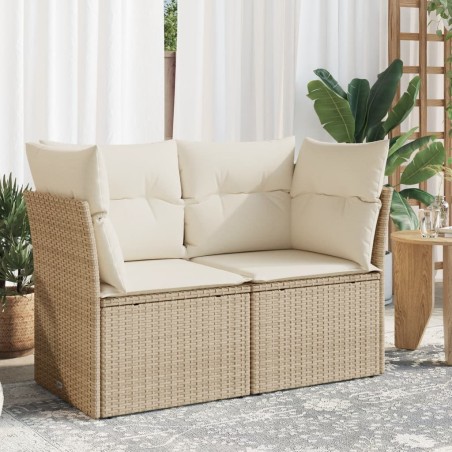 vidaXL Sofá de jardín con cojines de 2 plazas ratán sintético beige