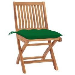 vidaXL Sillas de jardín plegables 8 uds madera maciza teca con cojines