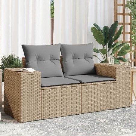 vidaXL Sofá de jardín con cojines de 2 plazas ratán sintético beige
