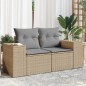 vidaXL Sofá de jardín con cojines de 2 plazas ratán sintético beige vidaXL Sofá de jardín con cojines de 2 plazas ratán sintético beige