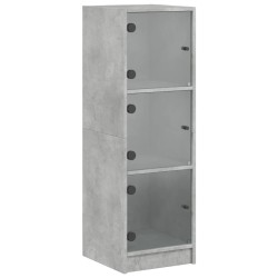 vidaXL Aparador con puertas de vidrio gris hormigón 35x37x109 cm