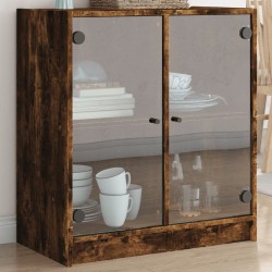 vidaXL Armario auxiliar puertas de vidrio roble Sonoma 68x37x75,5 cm