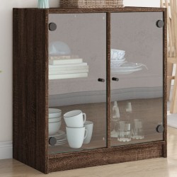 vidaXL Armario auxiliar puertas de vidrio marrón roble 68x37x75,5 cm