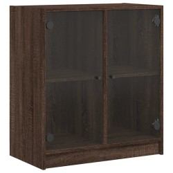 vidaXL Armario auxiliar puertas de vidrio marrón roble 68x37x75,5 cm