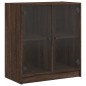 vidaXL Armario auxiliar puertas de vidrio marrón roble 68x37x75,5 cm vidaXL Armario auxiliar puertas de vidrio marrón roble 68x37x75,5 cm