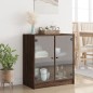 vidaXL Armario auxiliar puertas de vidrio marrón roble 68x37x75,5 cm vidaXL Armario auxiliar puertas de vidrio marrón roble 68x37x75,5 cm