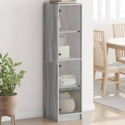 vidaXL Aparador con puertas de vidrio gris Sonoma 35x37x142 cm