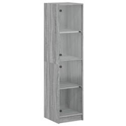 vidaXL Aparador con puertas de vidrio gris Sonoma 35x37x142 cm