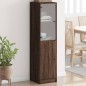 vidaXL Aparador con puerta de vidrio marrón roble 35x37x142 cm vidaXL Aparador con puerta de vidrio marrón roble 35x37x142 cm