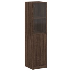 vidaXL Aparador con puerta de vidrio marrón roble 35x37x142 cm