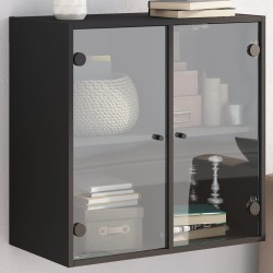 vidaXL Mueble de pared con puertas de vidrio negro 68x37x68,5 cm