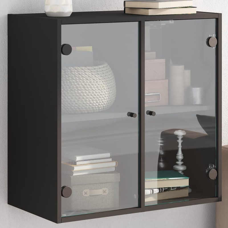 vidaXL Mueble de pared con puertas de vidrio negro 68x37x68,5 cm vidaXL Mueble de pared con puertas de vidrio negro 68x37x68,5 cm