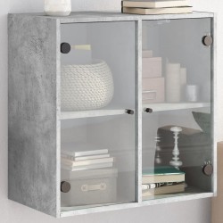 vidaXL Mueble de pared puertas de vidrio gris hormigón 68x37x68,5 cm