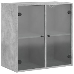 vidaXL Mueble de pared puertas de vidrio gris hormigón 68x37x68,5 cm