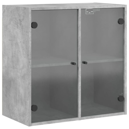 vidaXL Mueble de pared puertas de vidrio gris hormigón 68x37x68,5 cm
